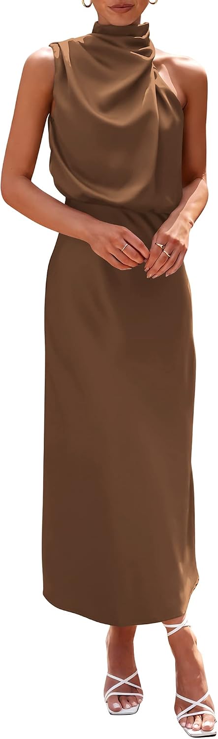 PRETTYGARDEN Women's Summer Satin Maxi Cocktail Dress