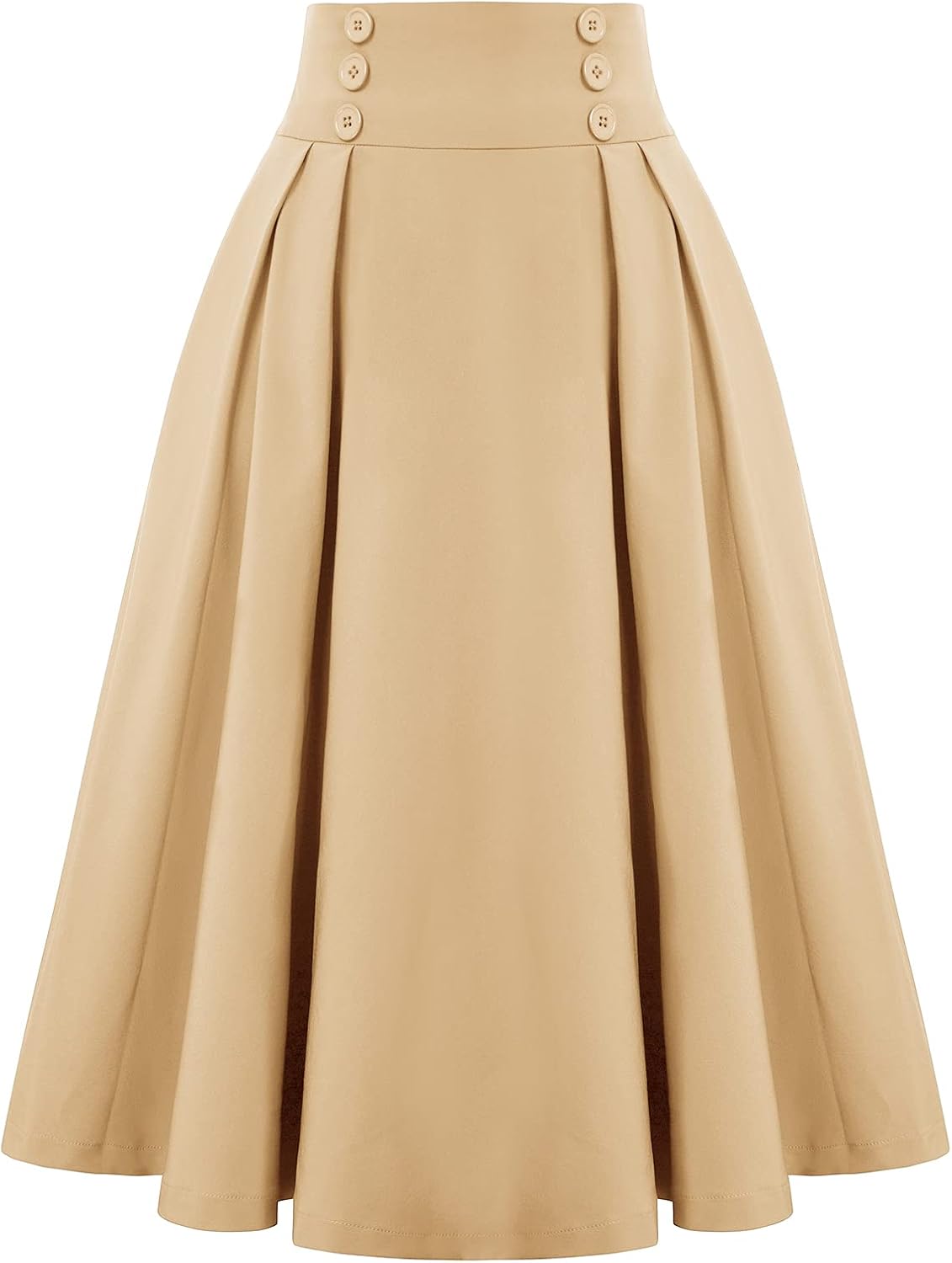 Belle Poque Women's Midi Pleated A-Line Skirts Pockets