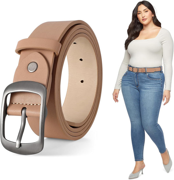 Plus Size Women Leather Belt Black Casual Waist Belt For