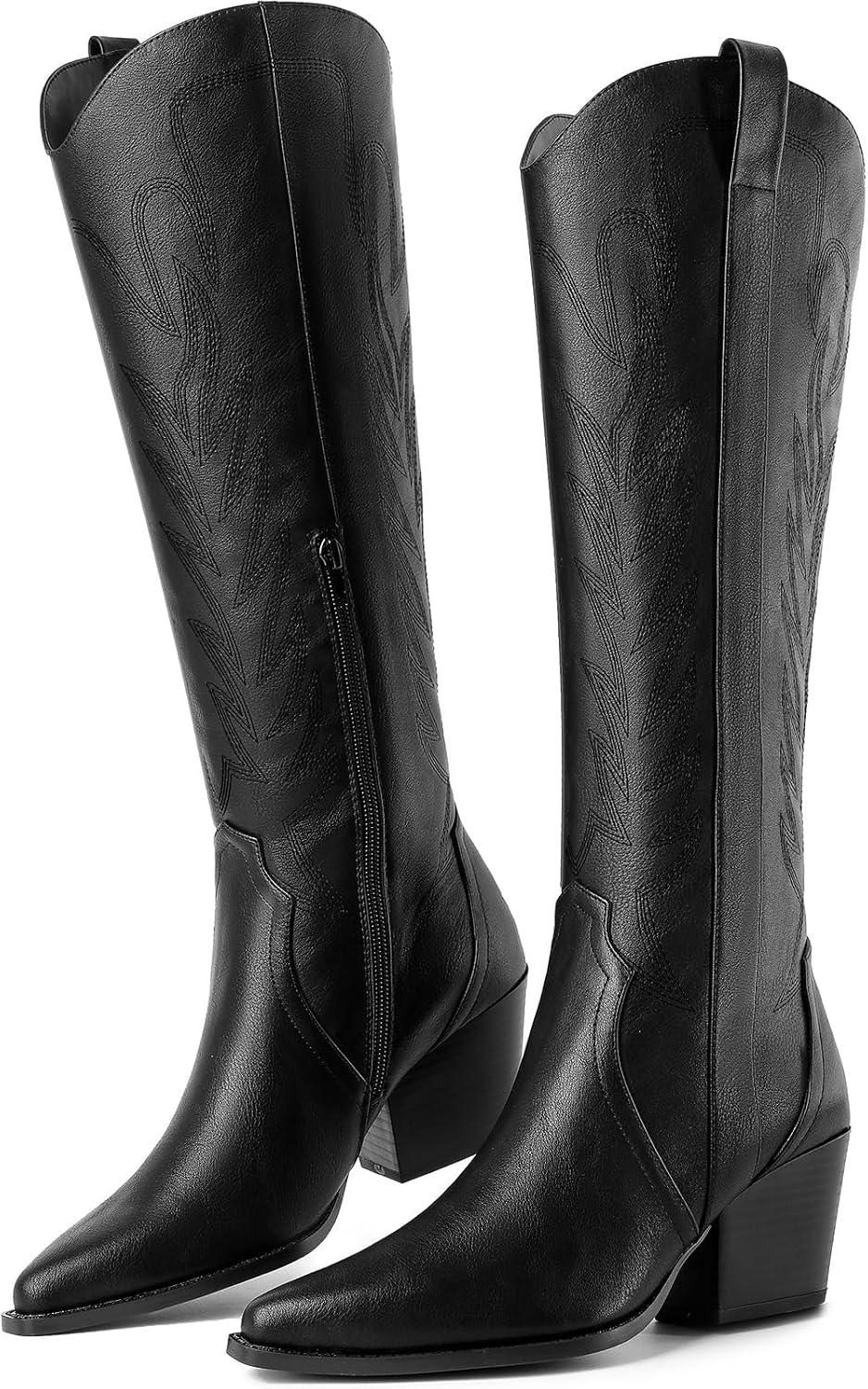 High Heel Boots for Women,Womens Platform Boot Heels Sexy Round Toe Lace UP High Heels Mid Calf Boots