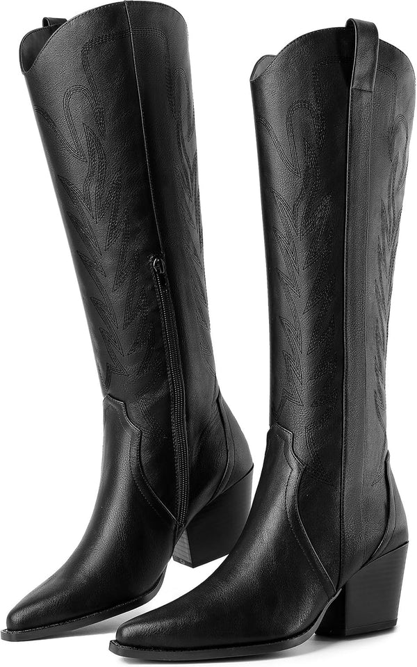 High Heel Boots for Women,Womens Platform Boot Heels Sexy Round Toe Lace UP High Heels Mid Calf Boots