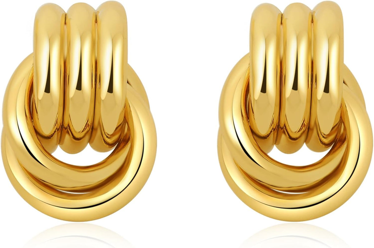 SHERLOVE Chunky Knot Gold Earrings Women Statement Drop Dangle Earrings