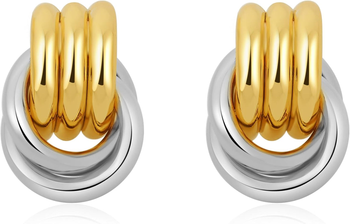 SHERLOVE Chunky Knot Gold Earrings Women Statement Drop Dangle Earrings