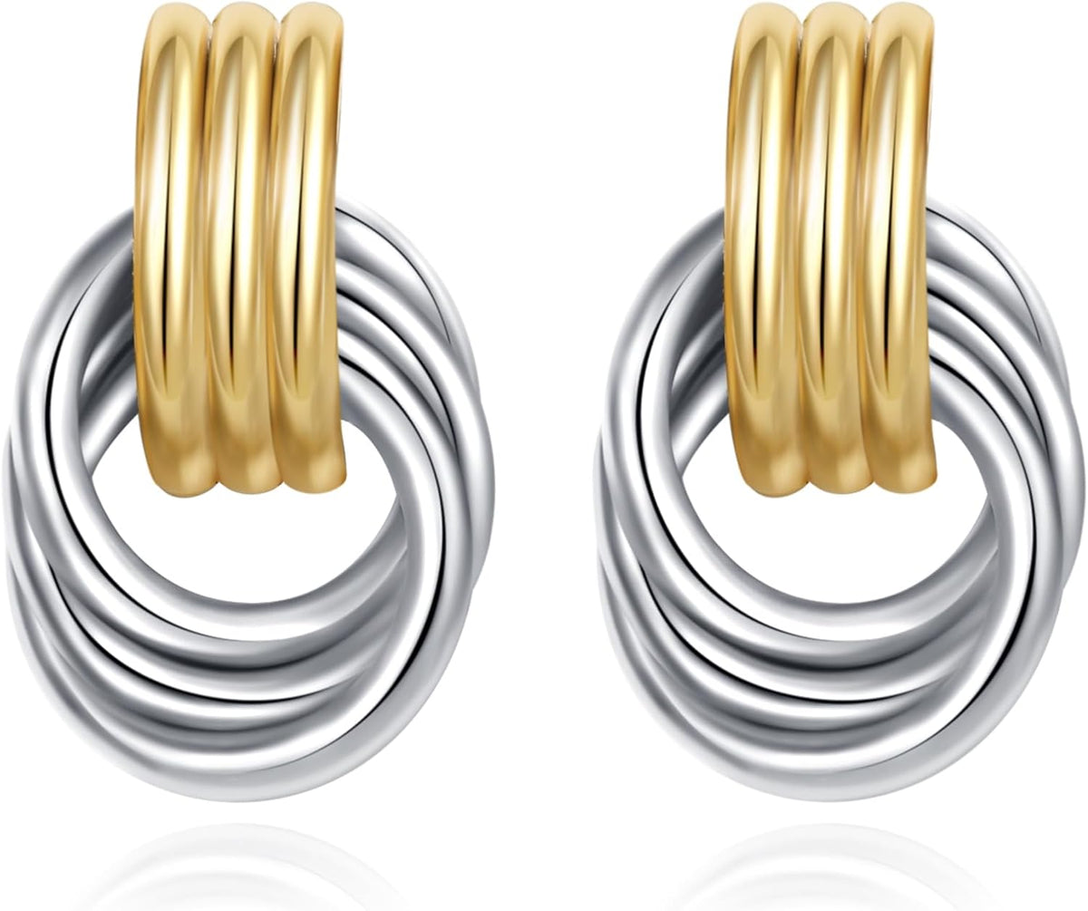 SHERLOVE Chunky Knot Gold Earrings Women Statement Drop Dangle Earrings