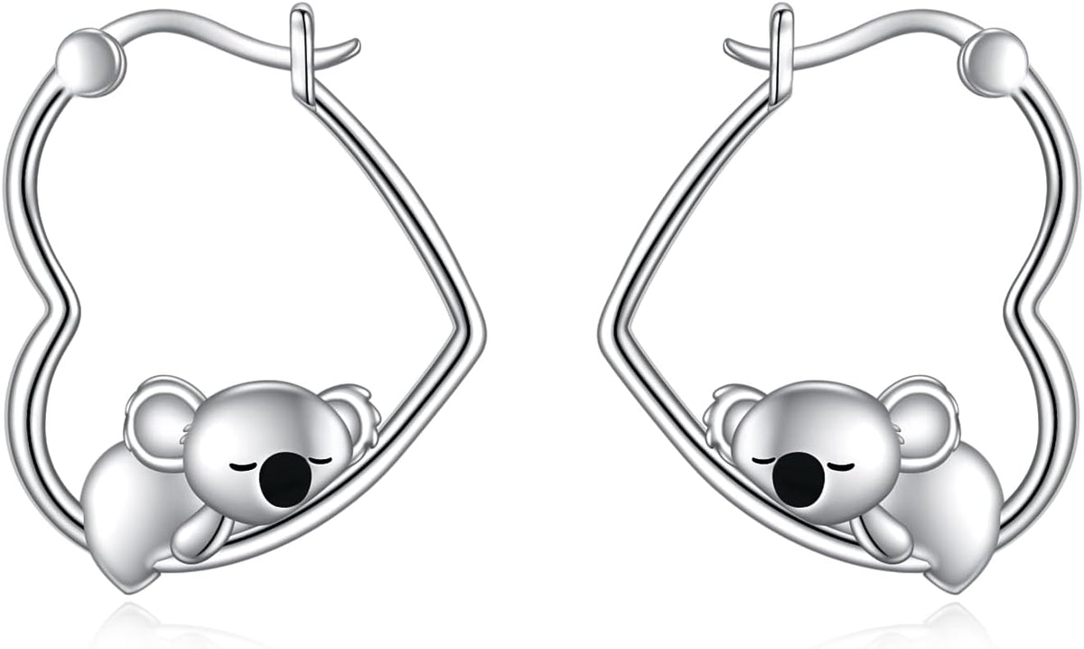 YFN Animal Earrings Sterling Silver Animal Heart Hoop Dangle Earrings Cute Jewelry Gifts for Women