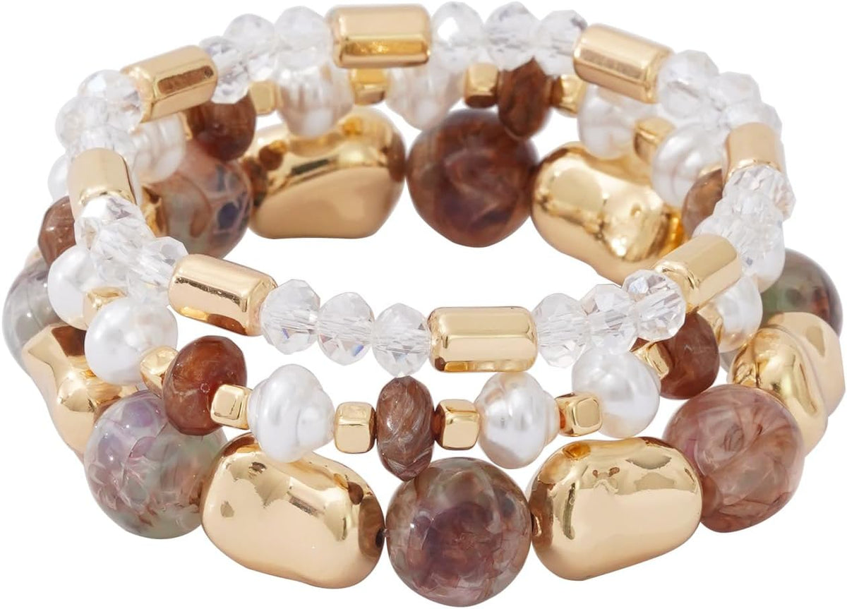 Boho Beaded Stretch Bracelets For Women Stackable Handmade Jewelry