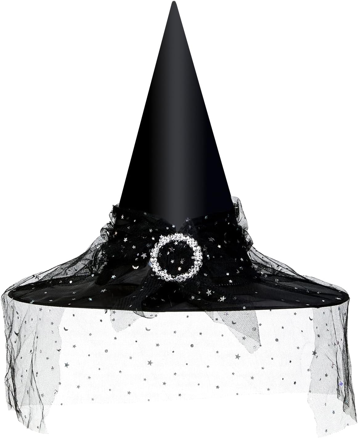 Edoneery Halloween Witch Hat for Women, Mesh Lace Cosplay Costume Accessory