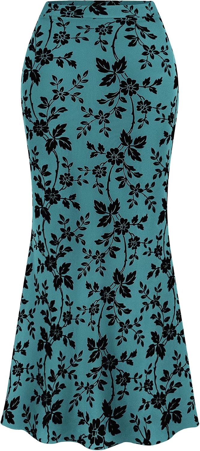 BTFBM Womens Floral Mesh Maxi Skirts