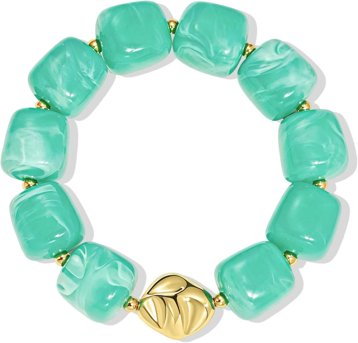 Bead Bracelet for Women Vibrant Color Resin Beads Bracelets Elastic Stretch Chunky Bracelet Boho Summer Beach Vacation Jewelry