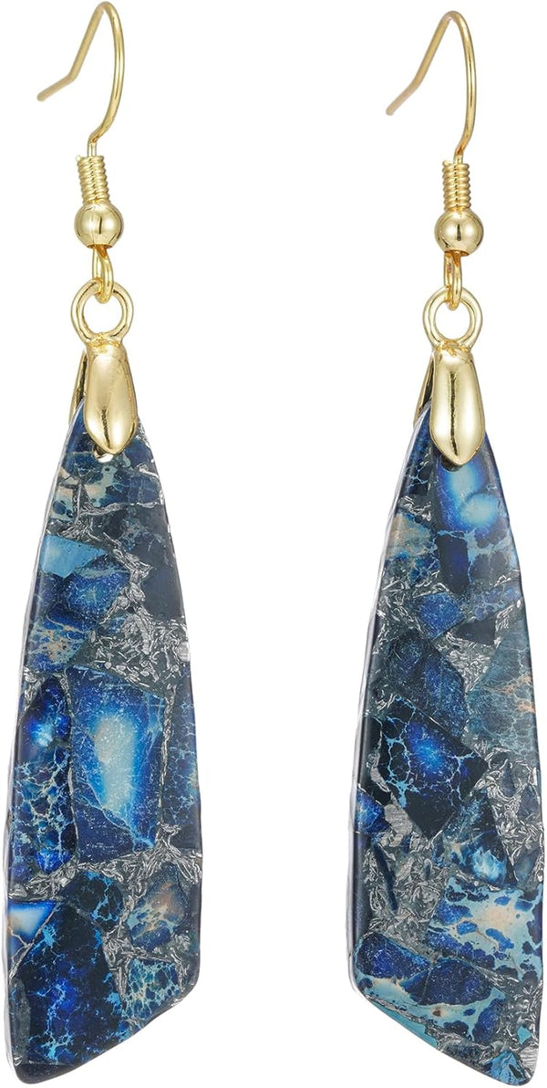 Natural Stone Long Drop Boho Earrings