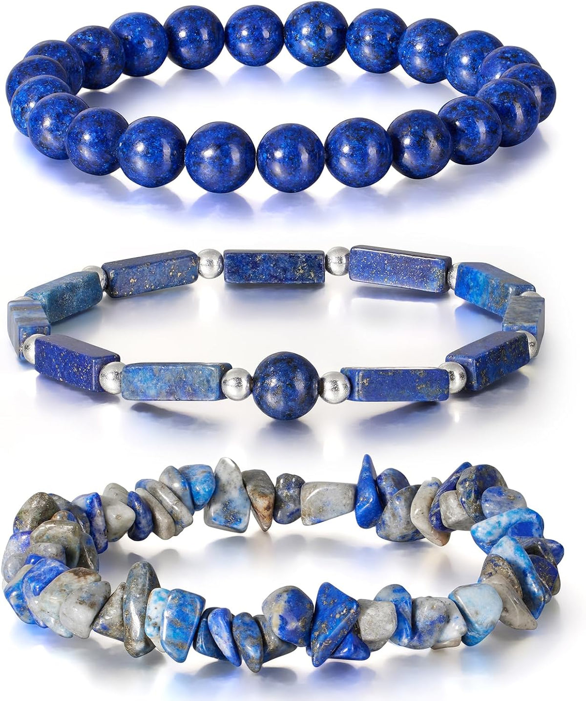 3Pcs Natural Stone Bracelets for Women 8mm Crystal Beaded Bracelets Handmade Stretch Bracelet Healing Crystal Jewelry for Women
