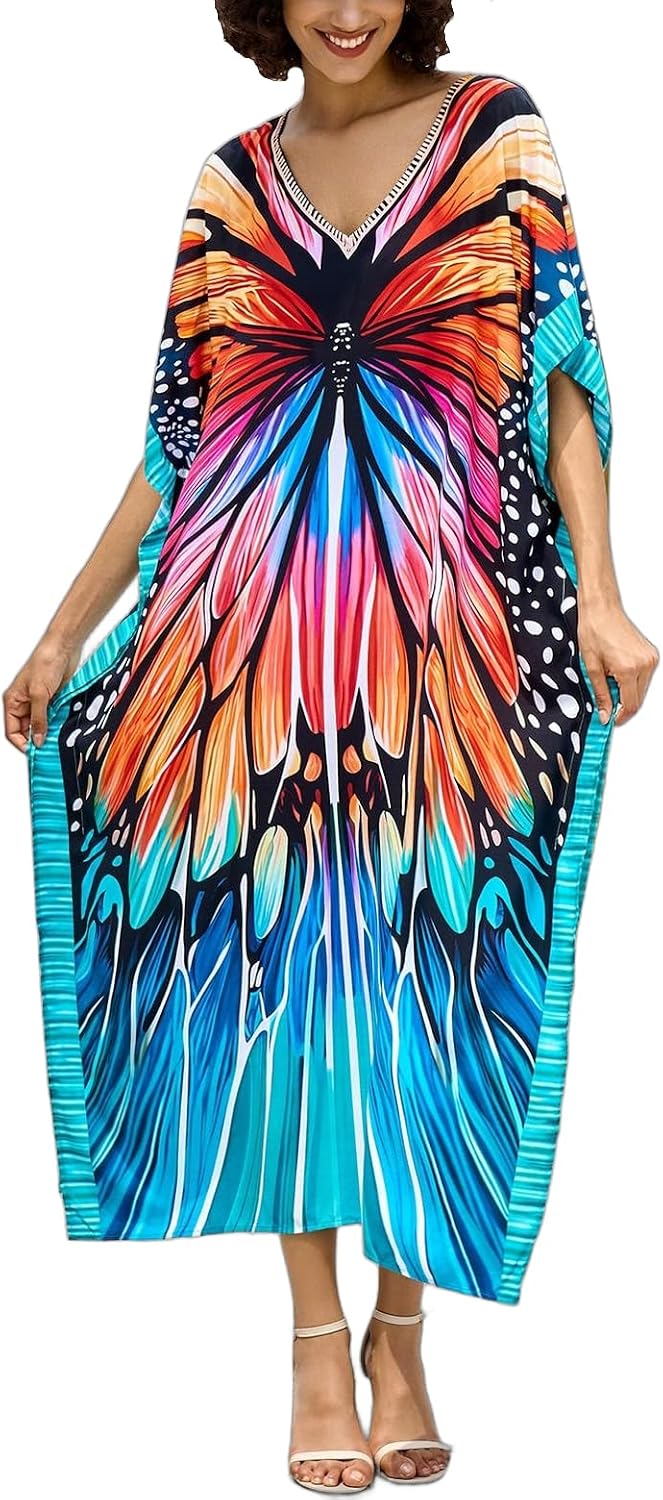 Women's Plus Size Beach Lounge Kaftan Maxi Dress swimsuit coverup for women