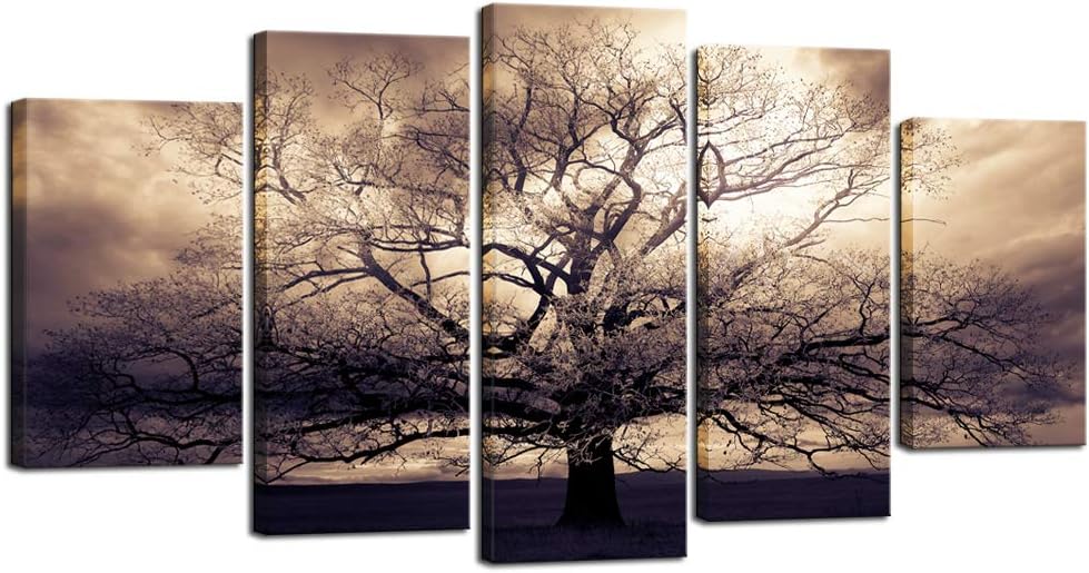 5-Piece Sepia Tree of Life Canvas Wall Art