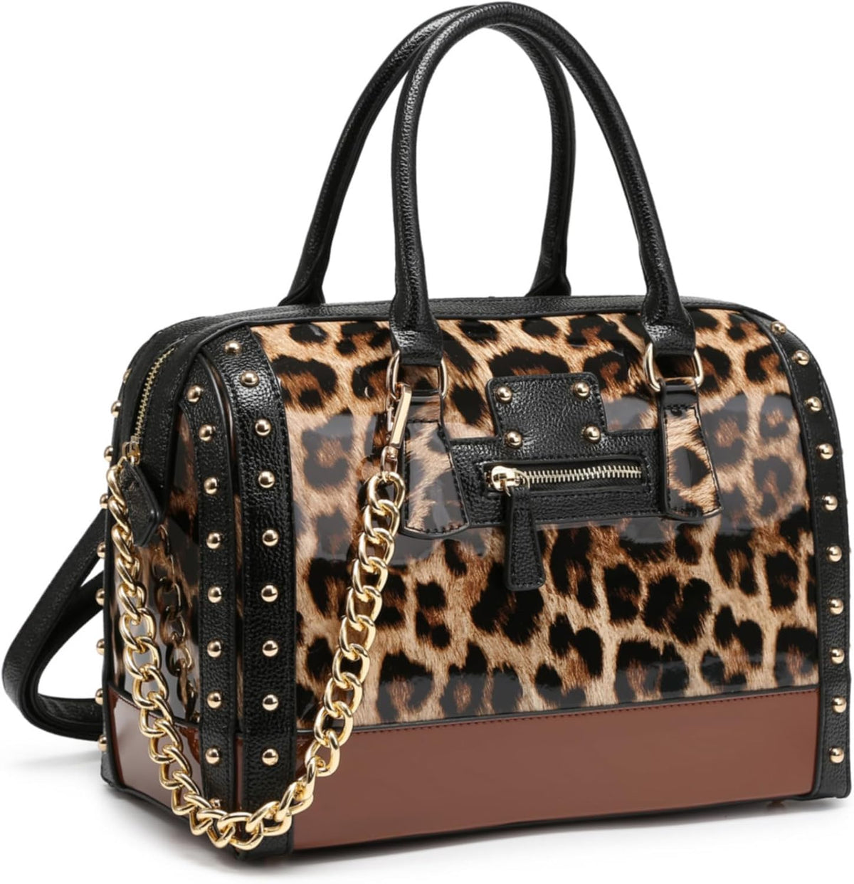 Women's Barrel Bag Shiny Patent Faux Leather Top-Handle Satchel
