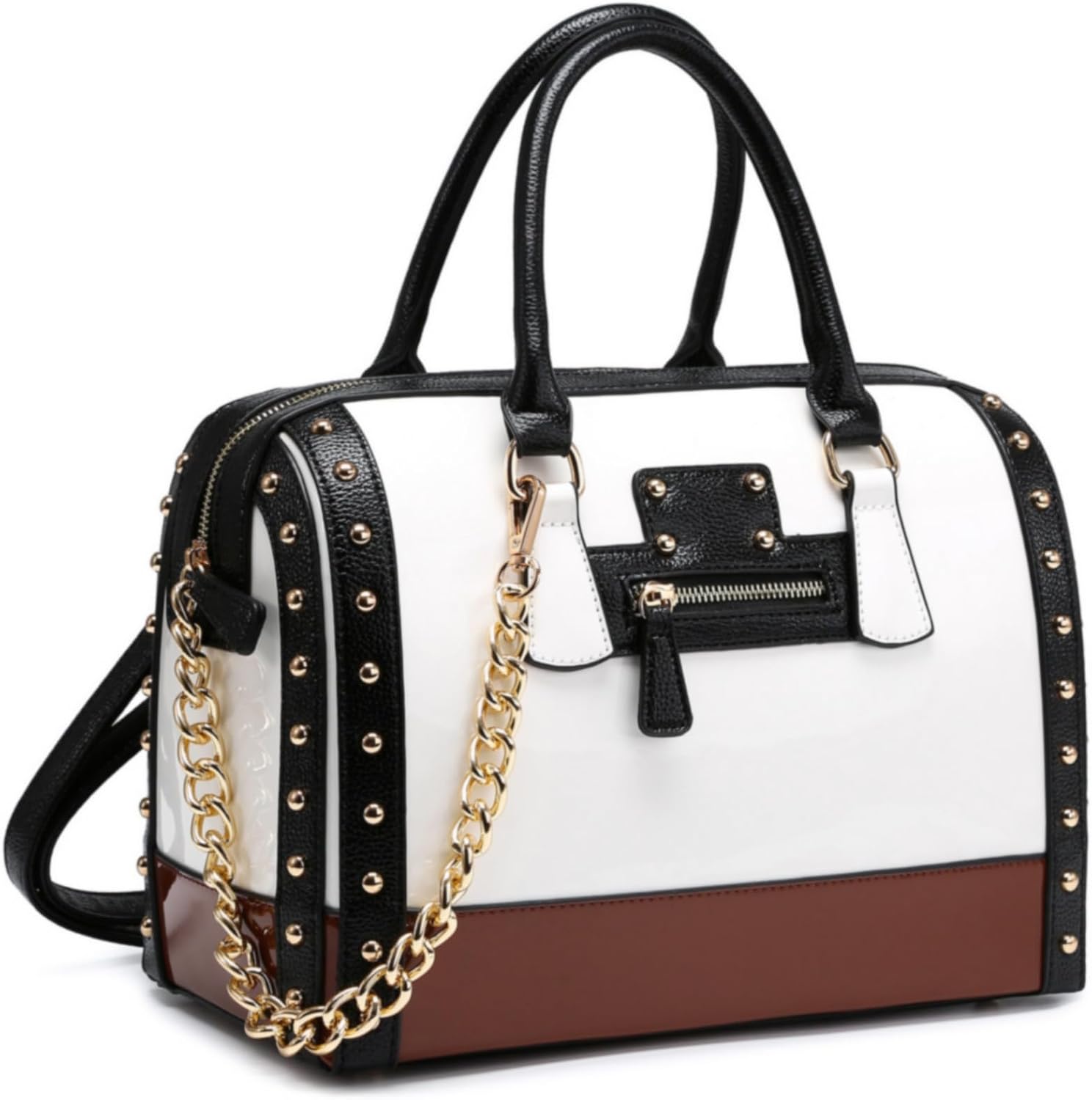 Women's Barrel Bag Shiny Patent Faux Leather Top-Handle Satchel Secondary image