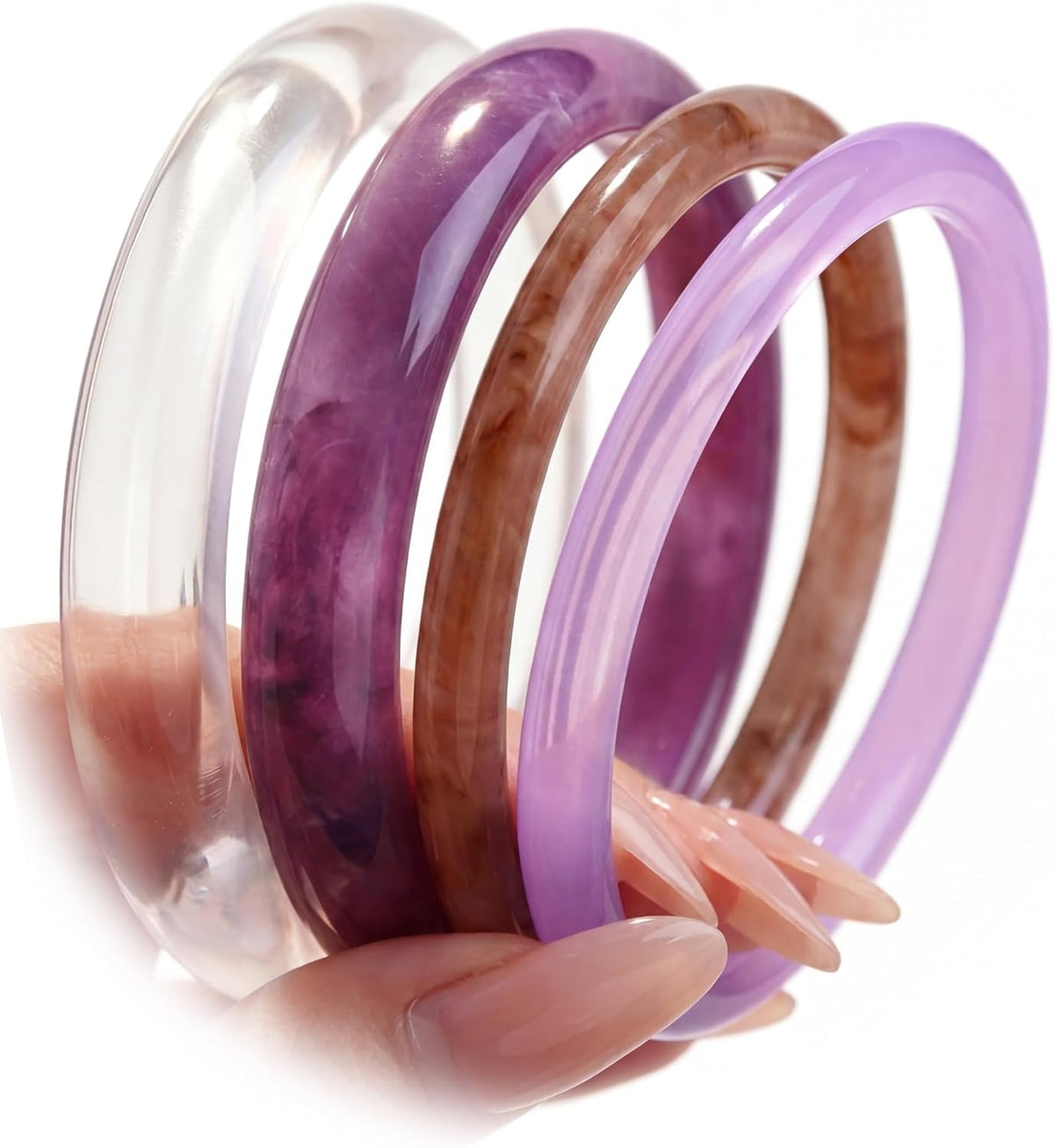 Acrylic Bangles Bracelets for Women, Irregular Acrylic Resin Chunky Bracelets Geometric Fashions Thick Statement bangle Set