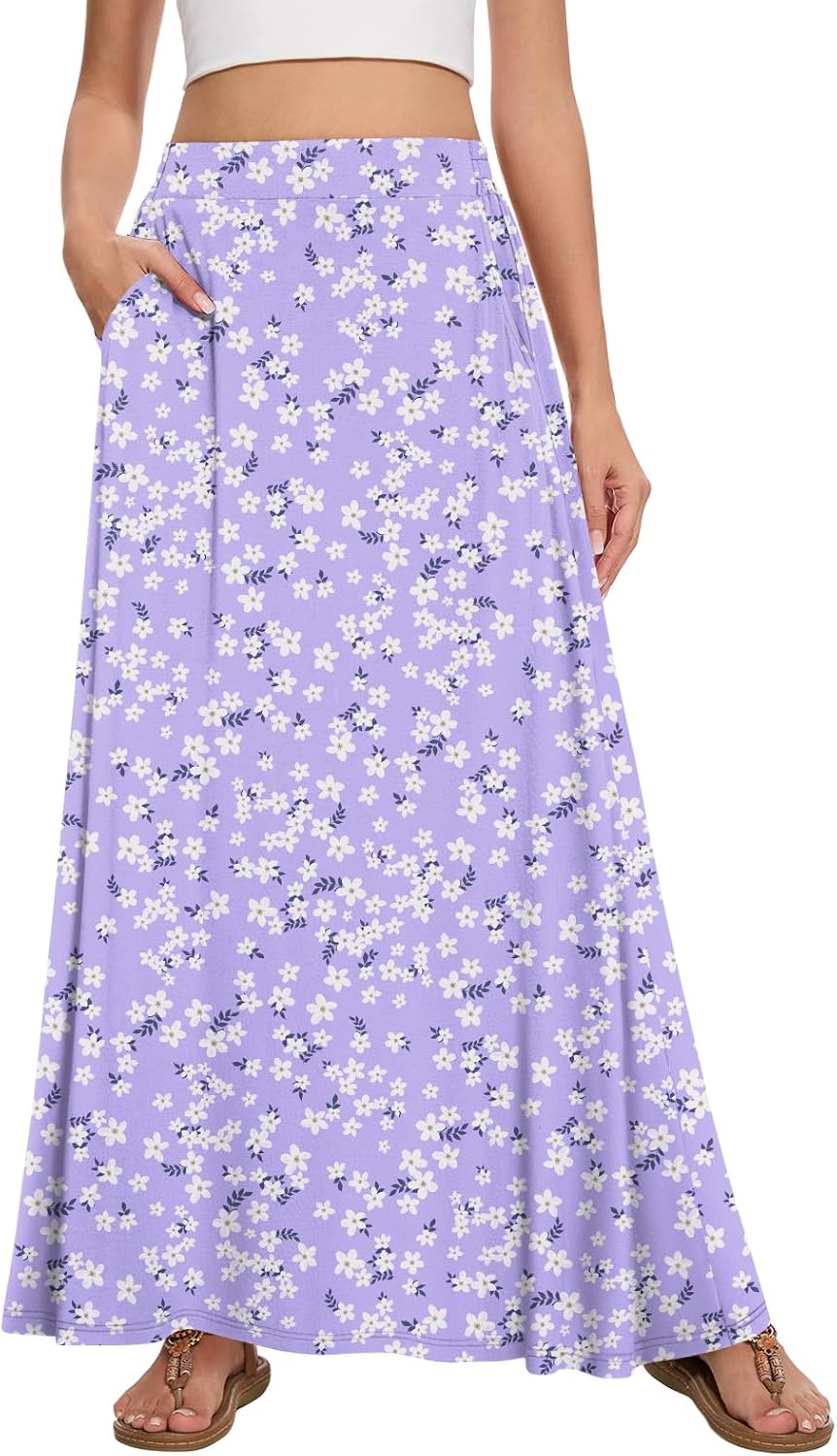 Womens Maxi Skirt Long Flowy Summer A-Line High Waist Skirts