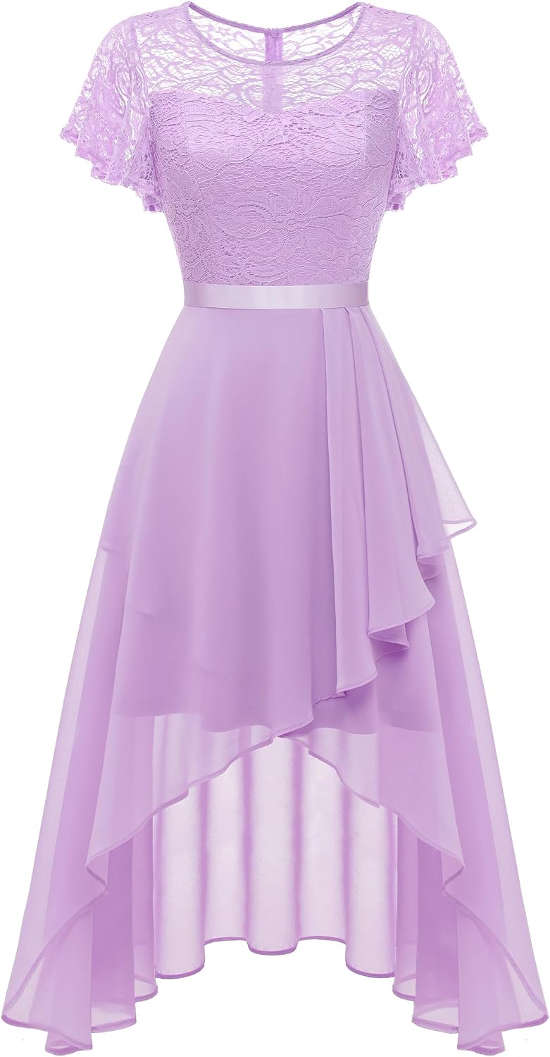 Wedtrend Women's Formal Wedding Guest Dress Ruffle Bridesmaid Dress Flutter Sleeve Prom Dresses for Teens