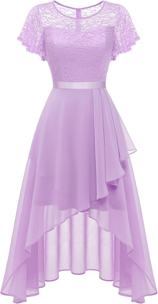 Wedtrend Women's Formal Wedding Guest Dress Ruffle Bridesmaid Dress Flutter Sleeve Prom Dresses for Teens