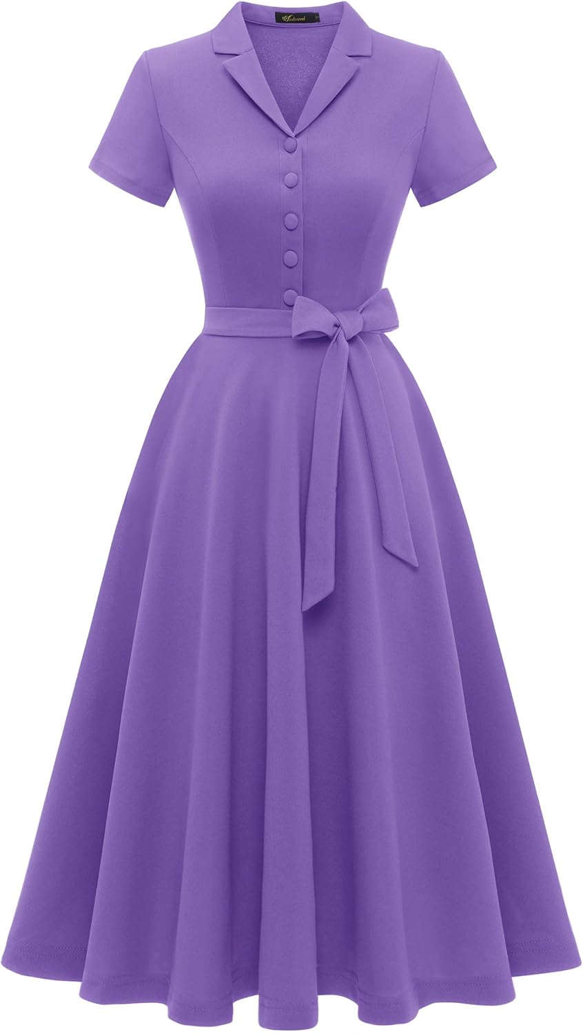 Wedtrend Women's Vintage Tea Dress, Short Sleeve Cocktail Party Dress Work Church Casual Dress