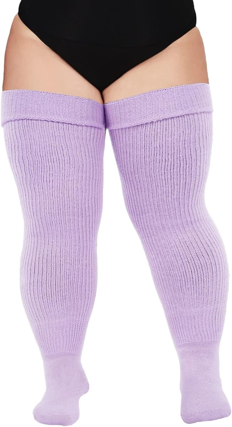 Moon Wood Plus Size Thigh High Socks for Thick Thighs- Women Extra Long Over the Knee Stockings- Halloween Socks Leg Warmers