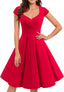 Bbonlinedress Womens Velvet Long Sleeve Formal Wedding Guest Vintage Cocktail Holiday Party Midi Dress
