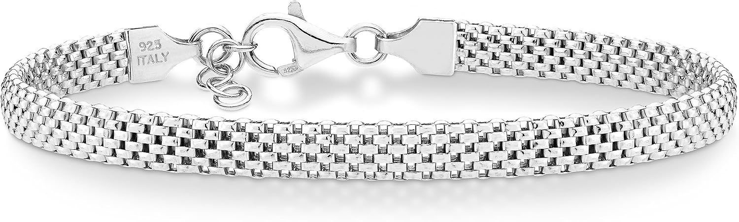 Miabella Italian 925 Sterling Silver 5mm Mesh Bracelet for Women Secondary image