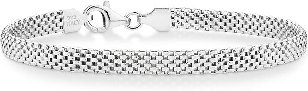 Miabella Italian 925 Sterling Silver 5mm Mesh Bracelet for Women
