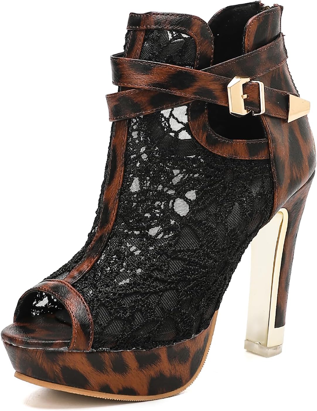 Women's Pretty Lace Flowers Open Toes High Heels Ankle Boots