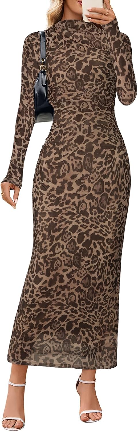 MEROKEETY Womens Fall Long Sleeve Floral Wedding Guest Maxi Dress