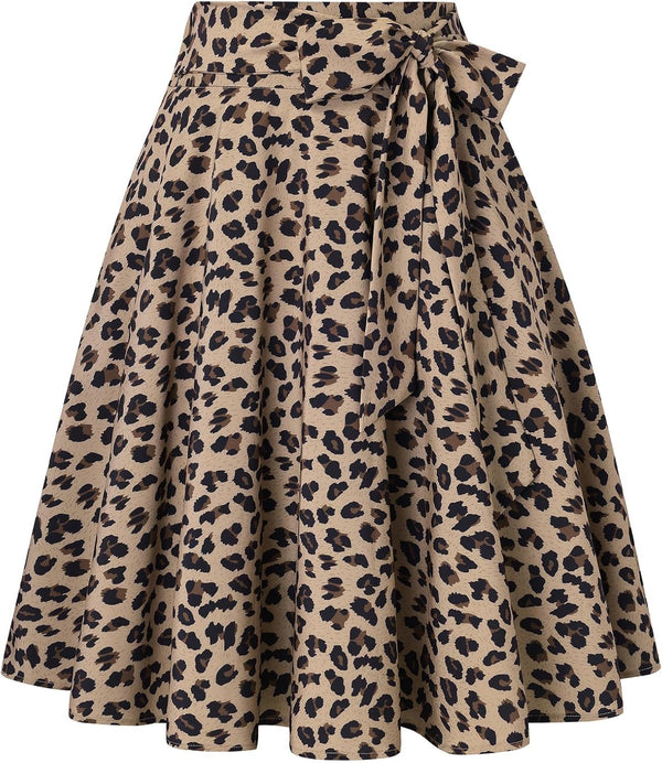 Belle Poque Women High Waisted A Line Skirt with Pockets