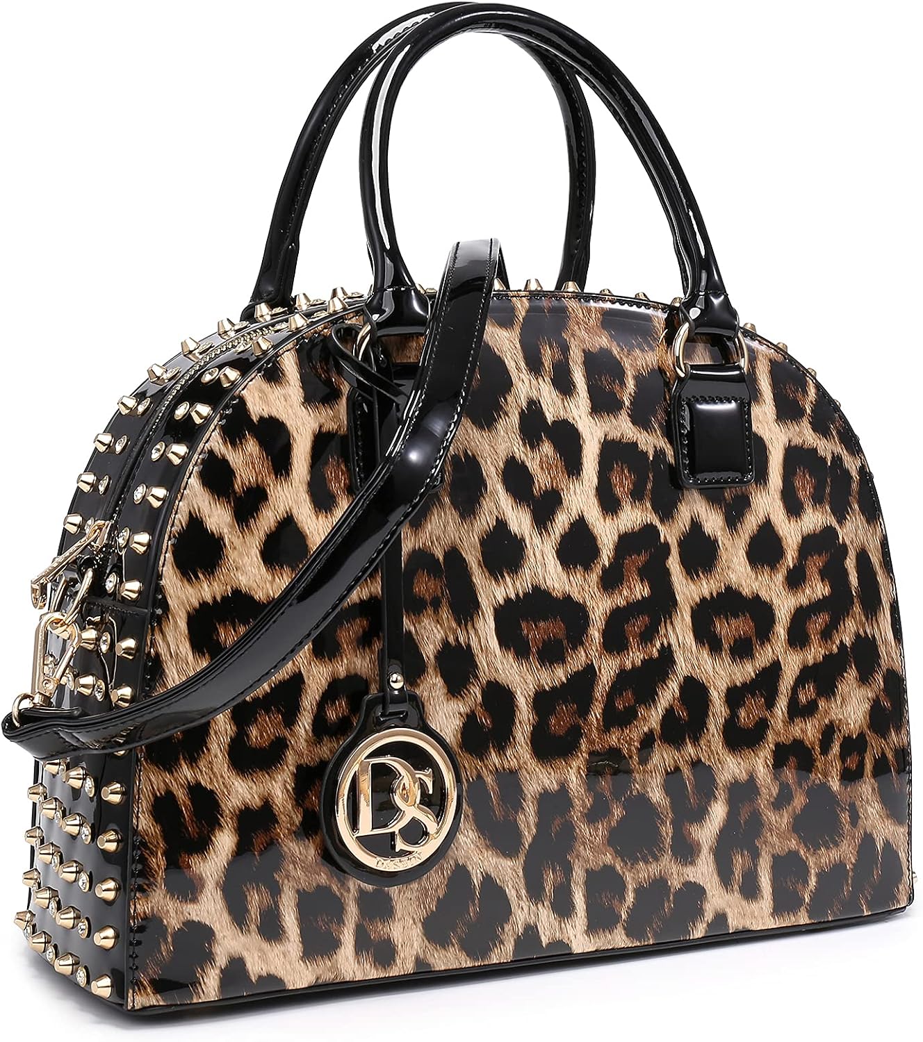 Dasein Patent Leather Dome Satchel — Structured Work Tote with Long Strap