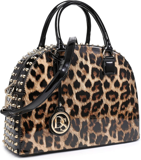 Dasein Patent Leather Dome Satchel — Structured Work Tote with Long Strap