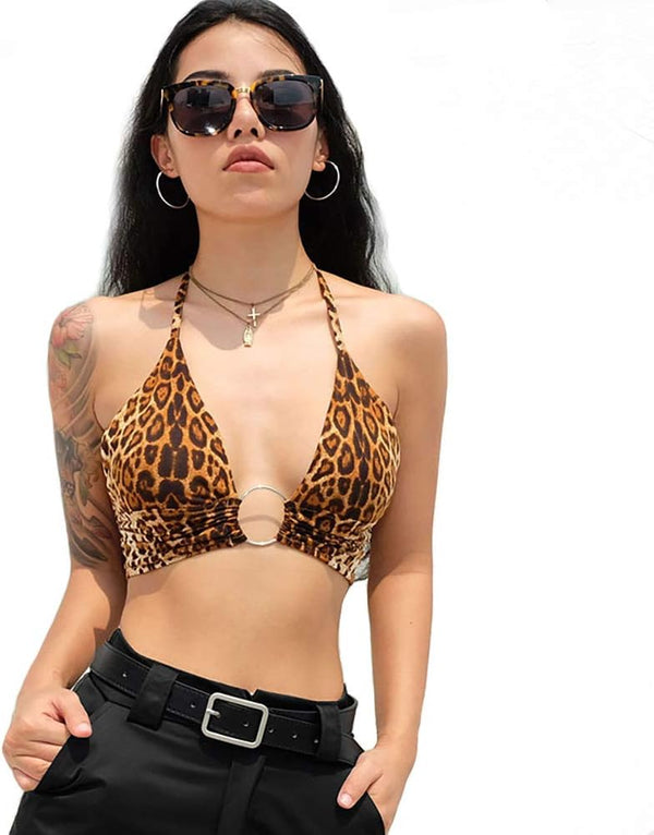 Women Halter Backless Camis Streetwear Club Patchwork Camisole
