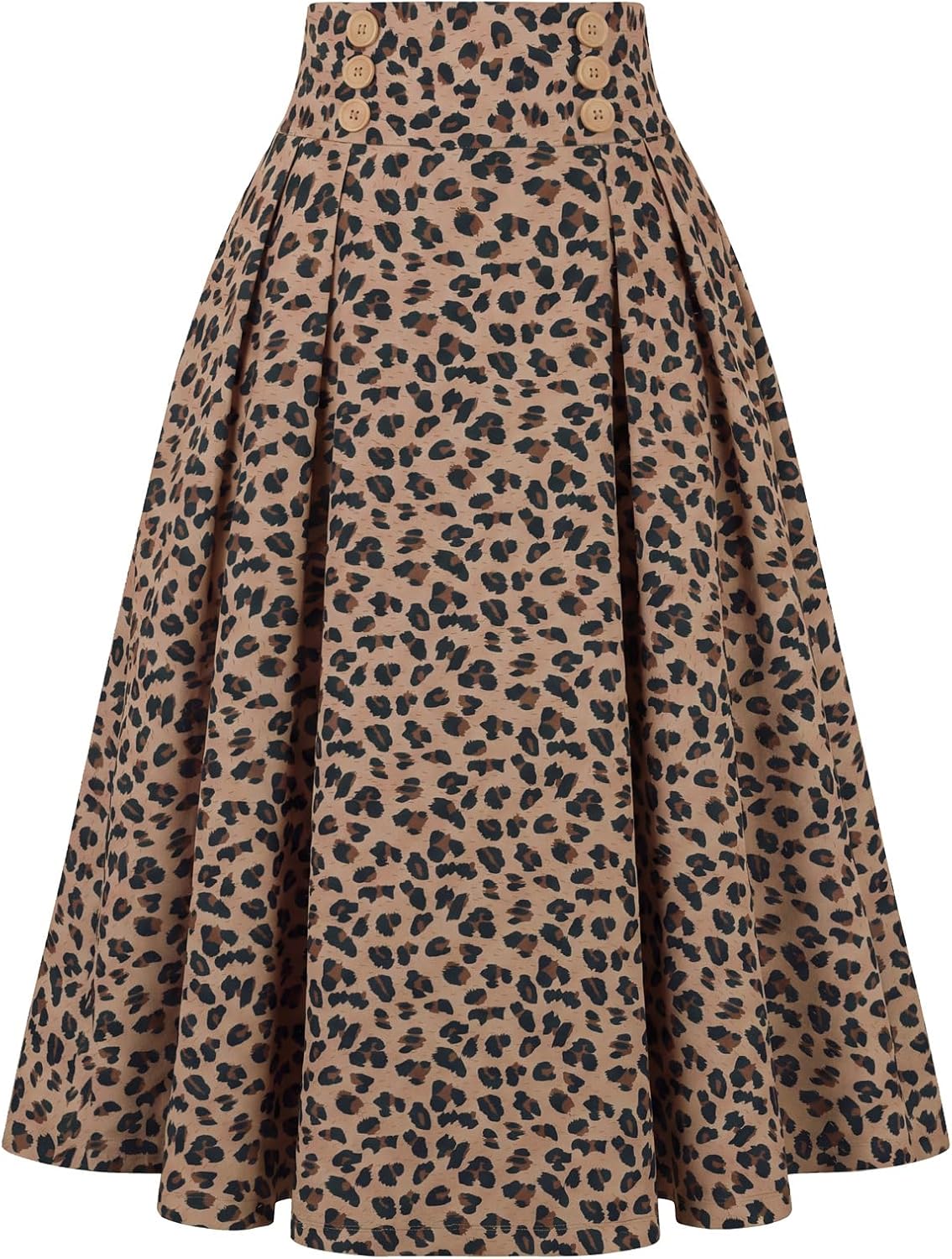 Belle Poque Women's Midi Pleated A-Line Skirts Pockets