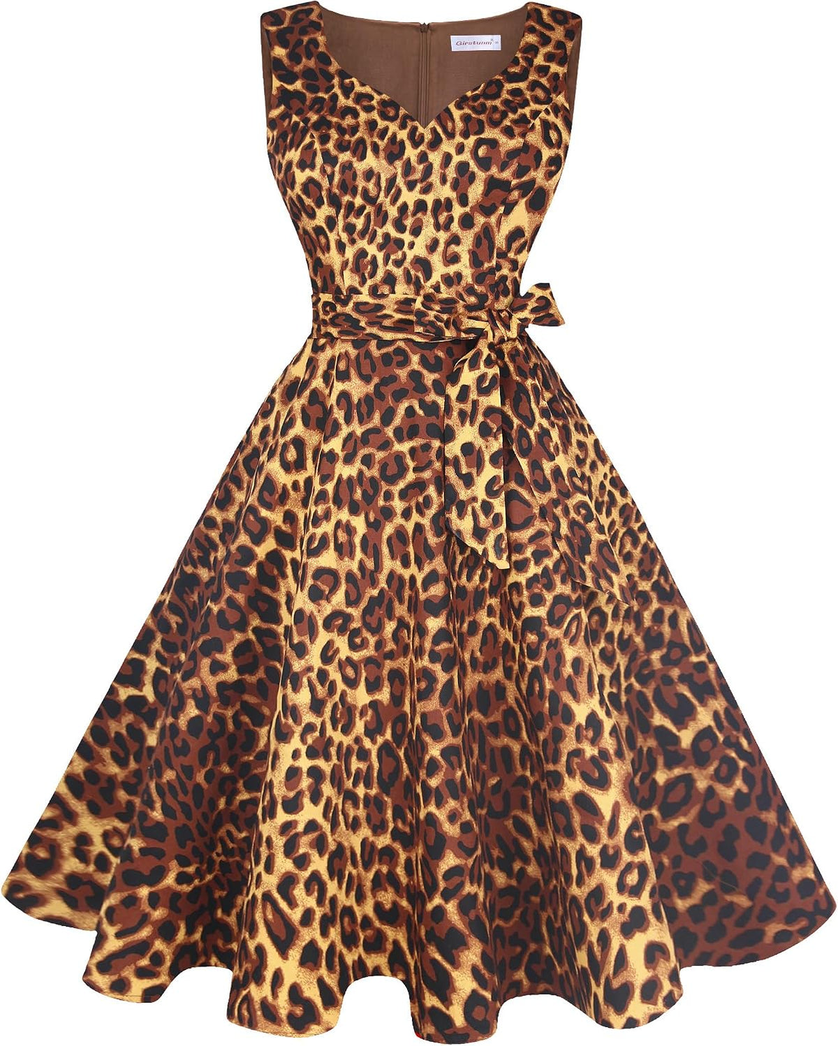 Girstunm 1950s Sleeveless Tea Party Swing Pockets Dress