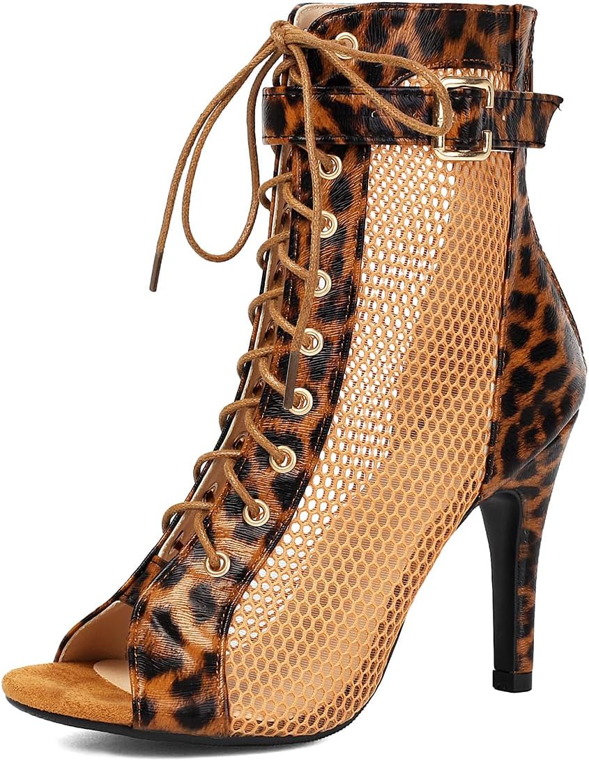 UTIKLIOU Women's Mesh Sandals Peep Toe High Top Sandals Lace Up Summer Boots Buckle Strap Party Sexy Pump Shoes Open toe