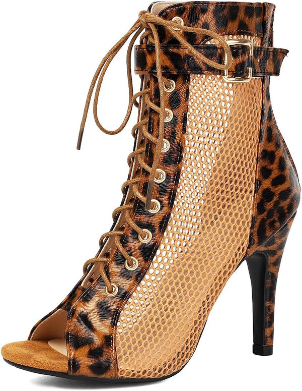 UTIKLIOU Women's Mesh Sandals Peep Toe High Top Sandals Lace Up Summer Boots Buckle Strap Party Sexy Pump Shoes Open toe
