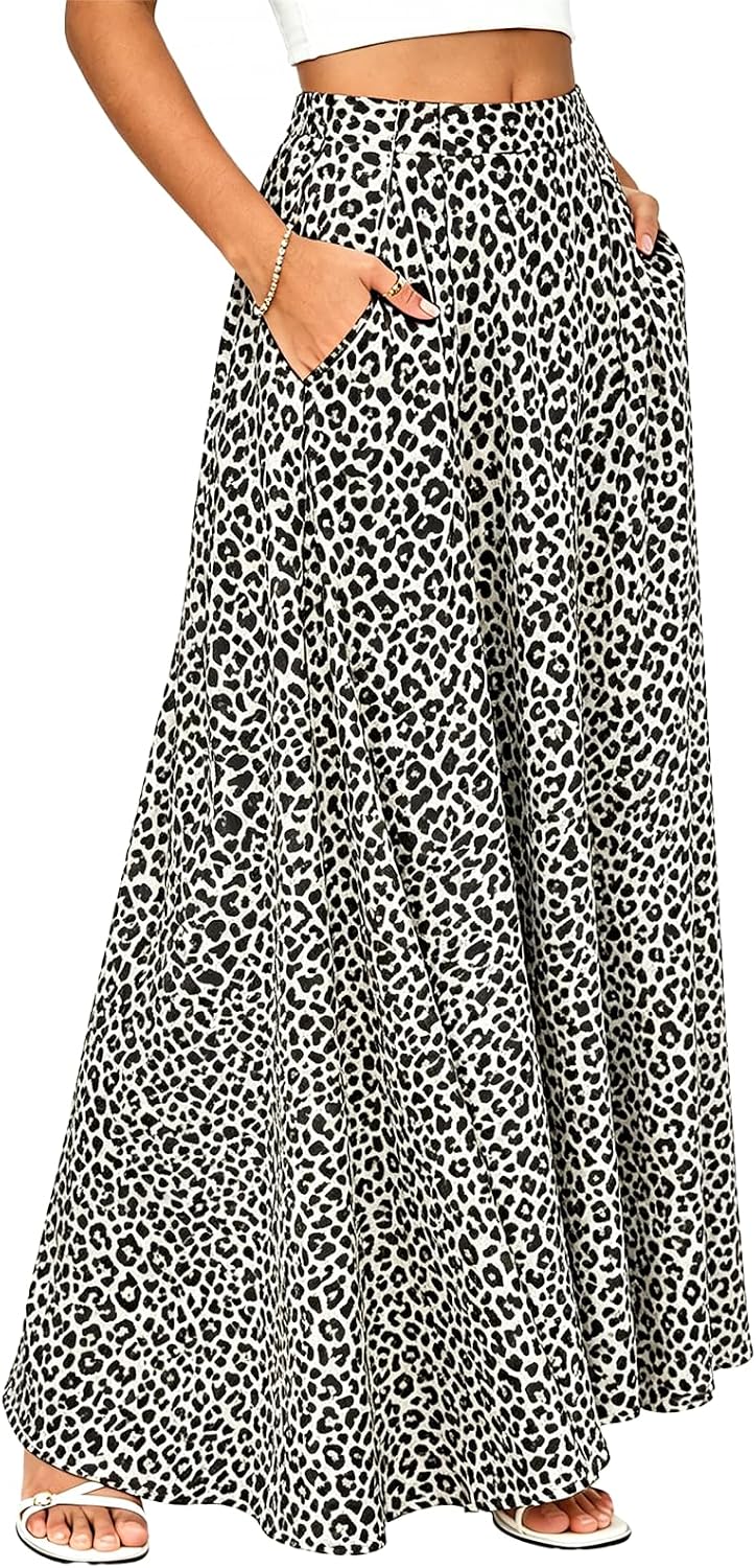 Maxi Satin Skirts for Womens High Waisted Flowy Long A line Skirt Trendy for Office Holiday Party