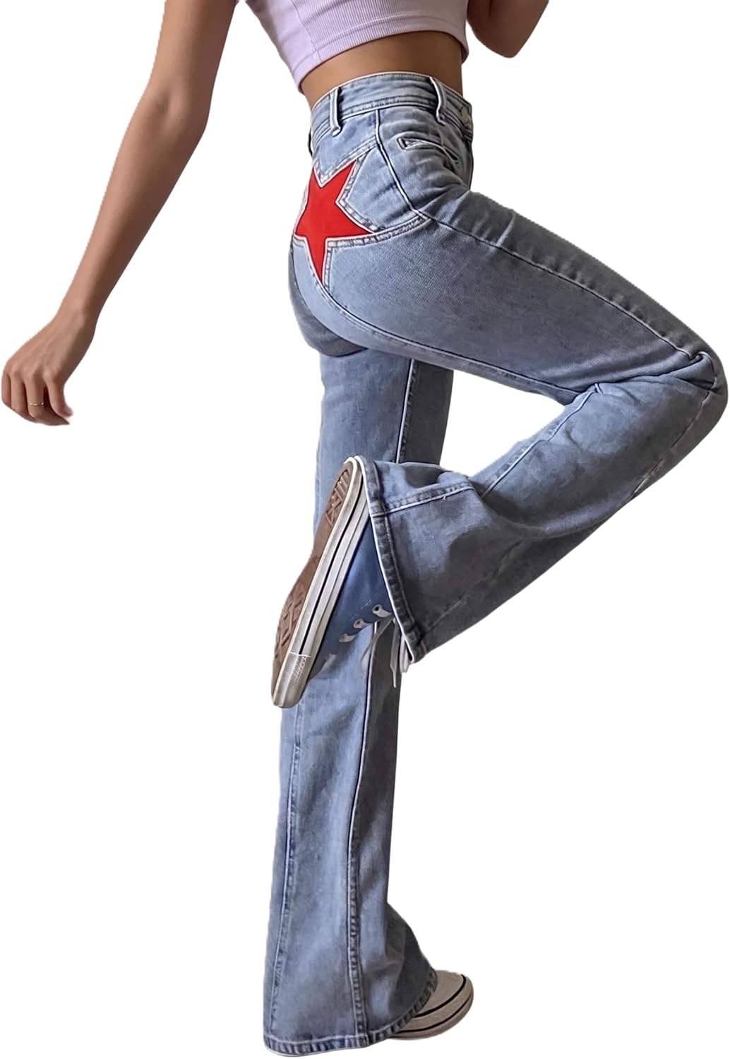 Jeans For Women's Jeans With Star Patches, Vintage Y2k Denim