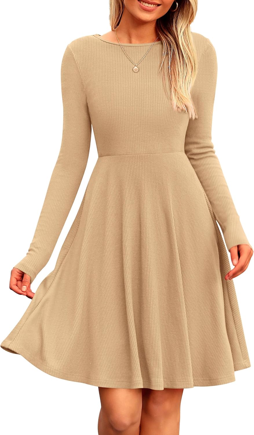 PRETTYGARDEN Women's Fall Casual Long Sleeve Short Dress