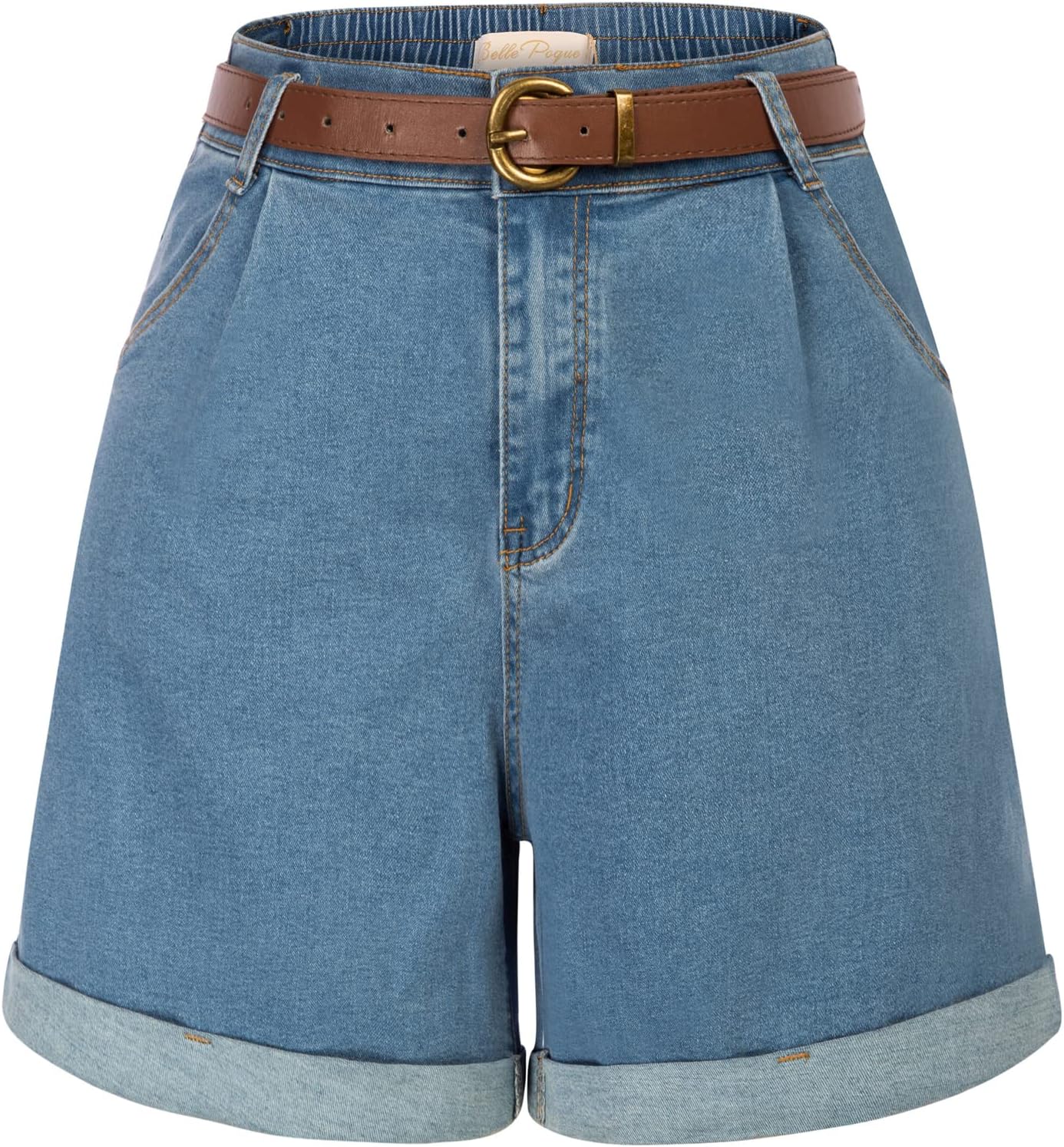High-Waisted Wide-Leg Denim Shorts with Pockets Secondary image