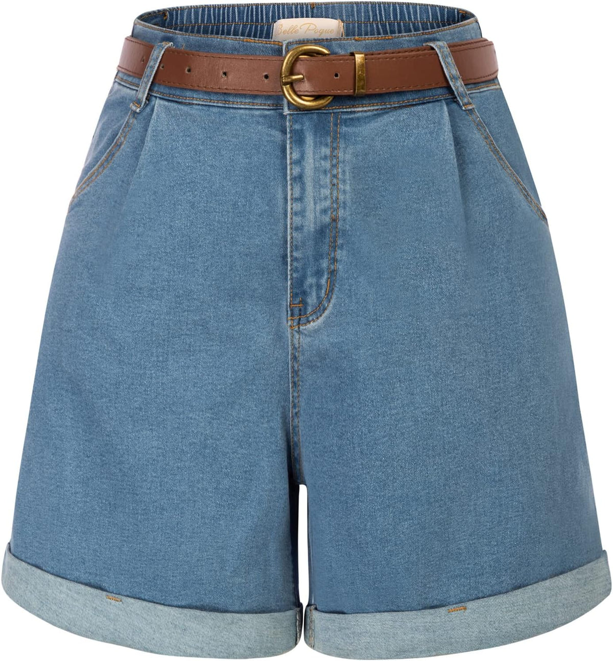 High-Waisted Wide-Leg Denim Shorts with Pockets