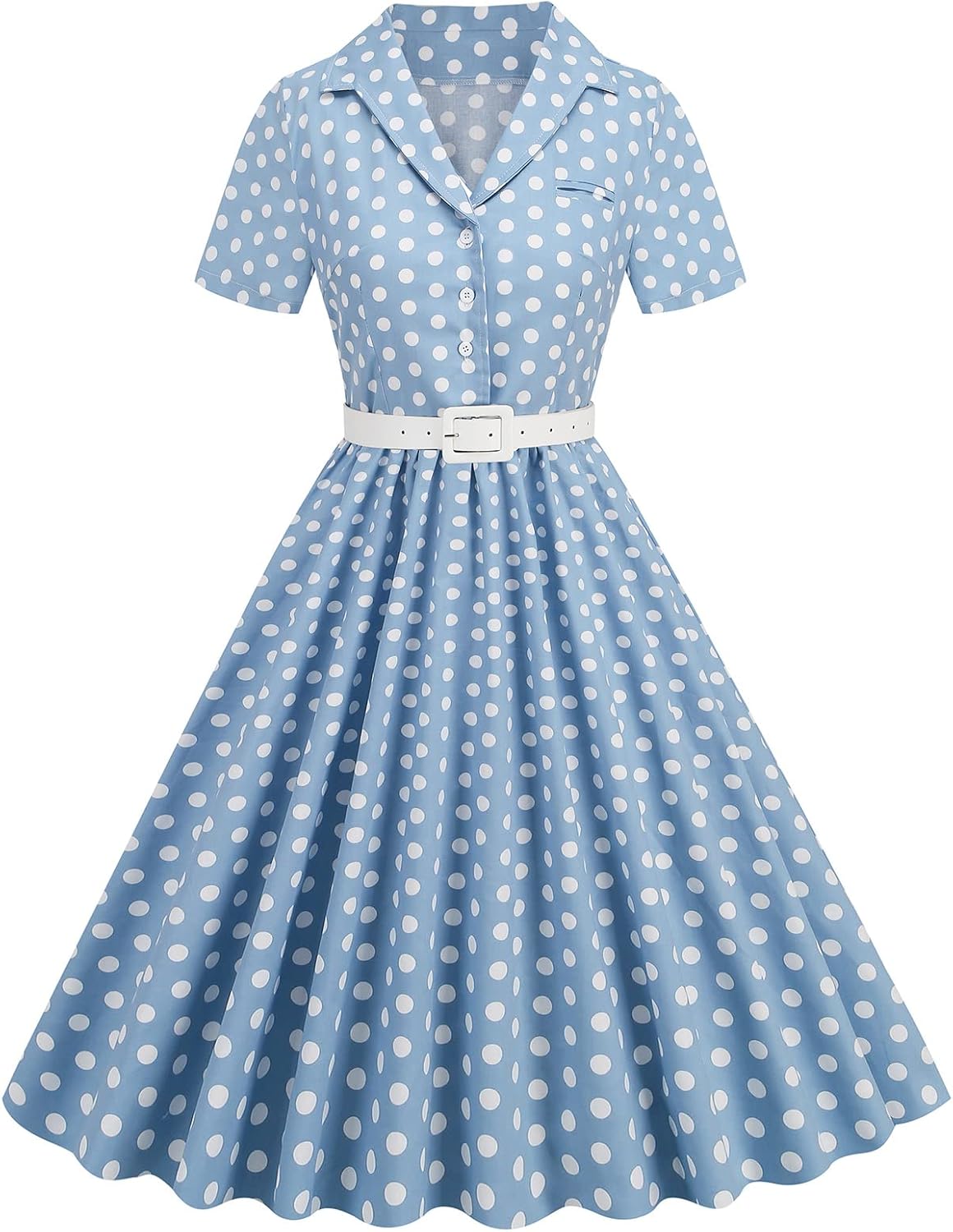 1950s Dresses for Women Vintage Rockabilly Retro Short Sleeve Tie Midi Dress Cocktail Party Evening Prom Gown