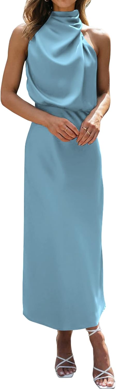 BTFBM Mock Neck Cocktail Dresses for Women Summer