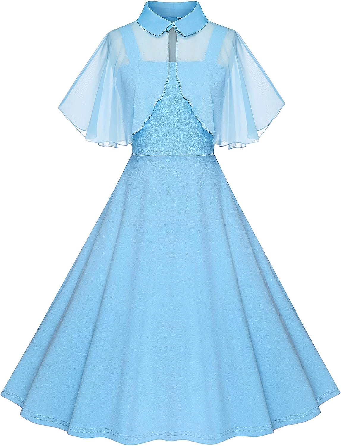 1950s Dresses for Women Vintage Goth Swing Cocktail Dress with Pockets and Chiffon Shawl Main image