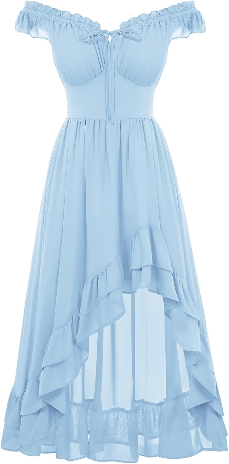 Scarlet Darkness Renaissance Corset Dress Off Shoulder Chiffon Sundress