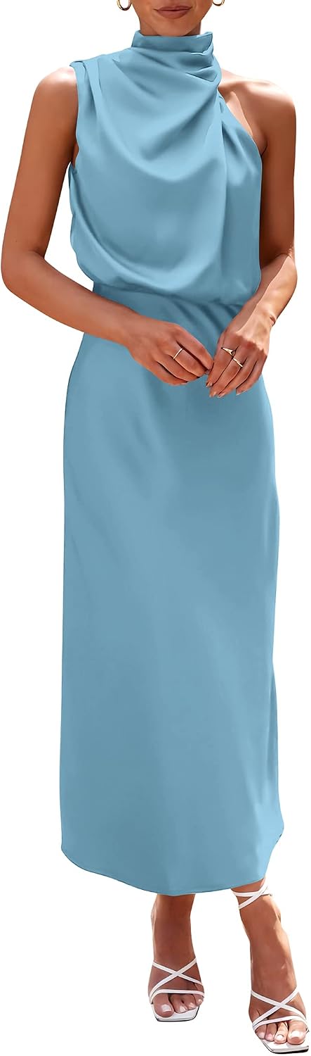 PRETTYGARDEN Women's Summer Satin Maxi Cocktail Dress