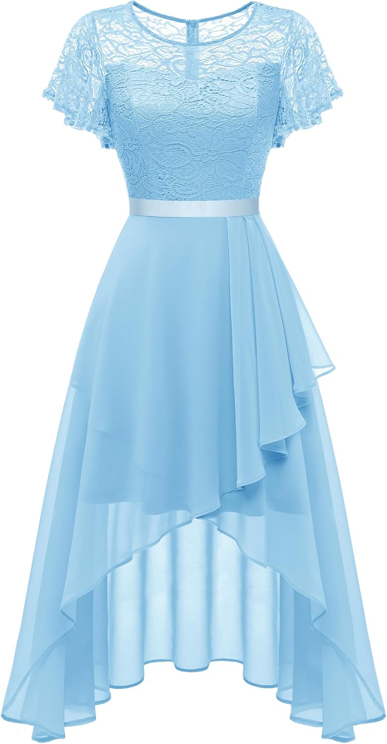 Wedtrend Women's Formal Wedding Guest Dress Ruffle Bridesmaid Dress Flutter Sleeve Prom Dresses for Teens