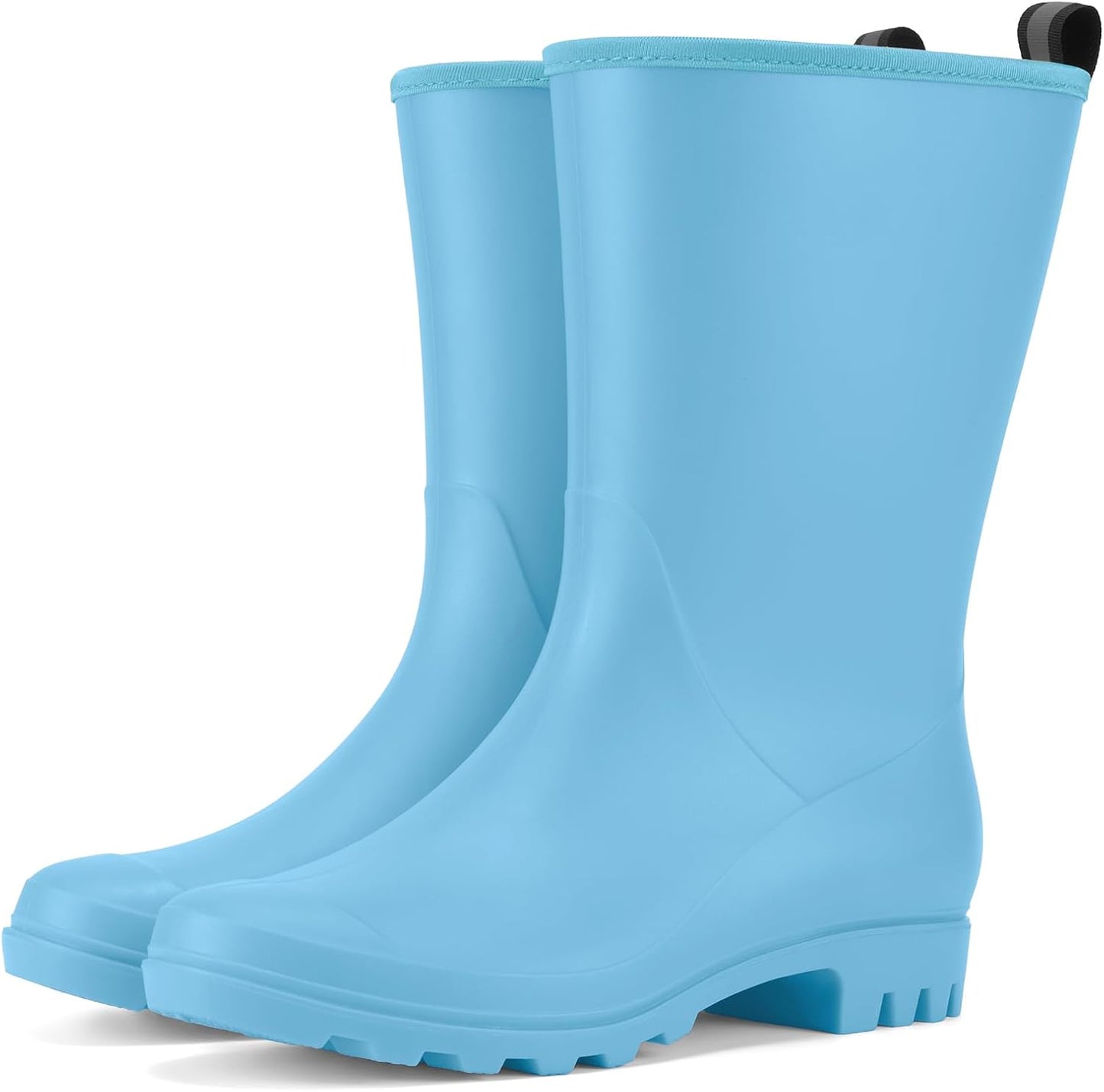 Hisea Women Rubber Boots Wide Calf Rain Boots Matte Surface Waterproof